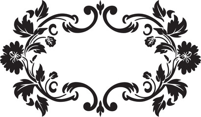 Time Tested Treasures Monochrome Logo Design with European Border Elegance Engraved Black Icon Featuring Vintage European Border