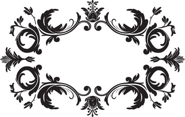 Fototapeta premium Heritage Hues Vintage European Border Logo in Elegant Black Epoch Elegance Monochrome Logo Design with European Border