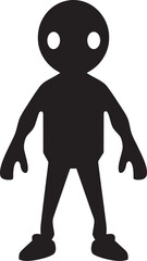 Ink Intricacies Monochrome Emblem Featuring Stickman Charm Whimsical Wonders Sleek Black Logo Design with Cartoon Stickman