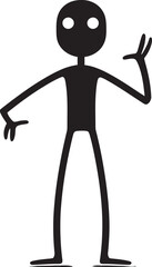 Playful Pencils Elegant Black Stickman Vector Emblem Ink Infusion Cartoon Stickman Logo in Sleek Monochrome