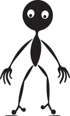 Ink Infusion Cartoon Stickman Logo in Sleek Monochrome Comic Crescendo Doodle Stickman Icon with Black Elegance