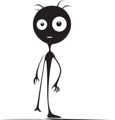Scribble Style Sleek Black Icon with Doodle Stickman Charm Playful Penmanship Monochrome Logo with Black Stickman