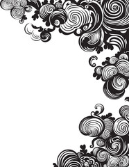 Whimsy in Waves Sleek Vector Icon Featuring Decorative Doodle Element Whimsical Whirls Black Vector Logo with Doodle Decorative Element