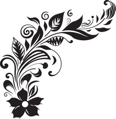 Ornamental Opulence Sleek Icon with Black Doodle Decorative Patterns Chic Complexity Monochrome Decorative Element in Elegant Vector Design