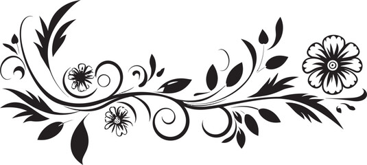 Artistic Adornments Chic Vector Emblem with Decorative Doodle Elements Chic Complexity Sleek Black Logo Featuring Monochrome Decorative Element