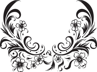 Chic Complexity Sleek Black Logo Featuring Monochrome Decorative Element Whimsy in Waves Stylish Doodle Decorative Icon with Black Elegance