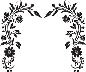 Sculpted Spirals Sleek Black Emblem with Doodle Decorative Element Fanciful Flourishes Chic Vector Logo Featuring Decorative Doodle Elements