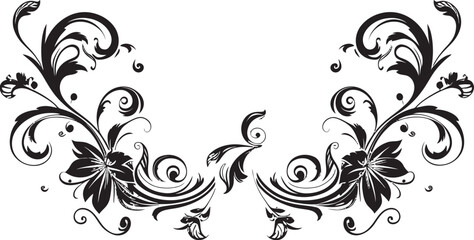 Intricate Inks Stylish Vector Icon with Monochrome Doodle Decorations Curves and Charms Black Doodle Decorative Element in Chic Design