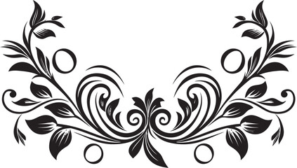 Ornate Outlines Stylish Black Logo Highlighting Decorative Element Whirlwind of Whimsy Sleek Vector Design with Doodle Decorations