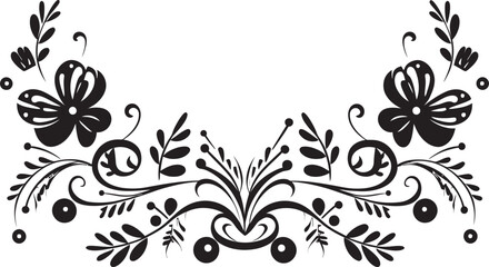 Whimsy in Waves Monochrome Decorative Element in Sleek Black Elegance Embellished Black Logo Design with Stylish Doodle Decorations