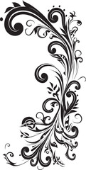 Elegance Embellished Sleek Black Emblem Highlighting Decorative Doodles Sculpted Spirals Monochrome Decorative Doodle Icon in Chic Vector