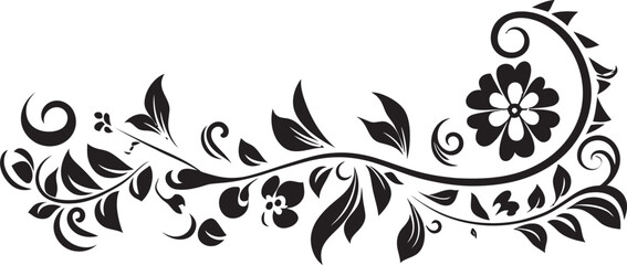 Intricate Inks Sleek Black Logo Highlighting Doodle Decorative Elements Curves and Charms Monochrome Doodle Decorative Element in Stylish Design