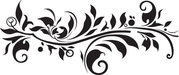 Intricate Inks Elegant Black Emblem with Doodle Decorative Element Curves and Charms Stylish Vector Logo with Monochrome Doodle Decorations