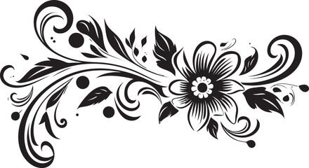 Sophisticated Swirls Sleek Vector Emblem Featuring Decorative Doodles Ornate Outlines Chic Black Emblem with Doodle Decorative Element