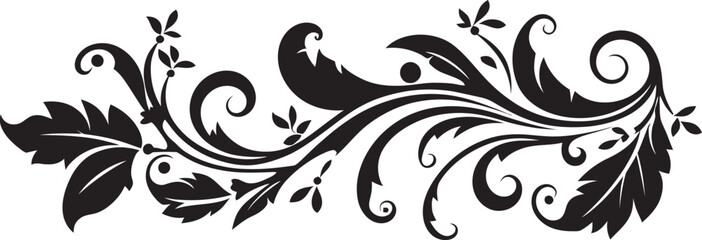Intricate Inks Monochrome Decorative Doodle Element in Elegant Black Curves and Charms Elegant Logo Design with Black Doodle Decorations