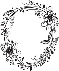 Posh Patterns Doodle Decor Symbol in 90 Words Symphonic Swirls 90 Words Doodle Frame Logo in Black