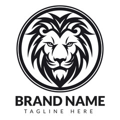 Naklejka premium Minimalist lion head logo design vector