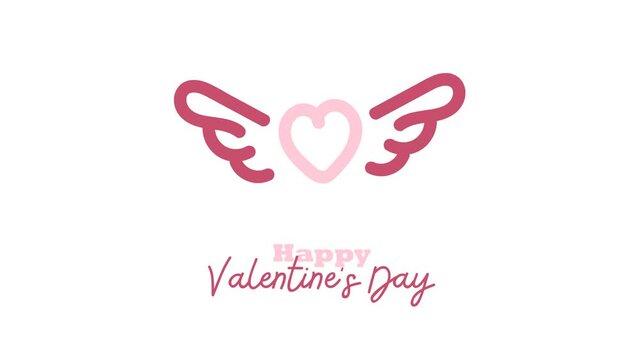 Happy valentines day animated text in pink color on white screen. Suitable for celebrations or greeting cards. Romantic valentine's day background animation. Happy Valentine's Day.
