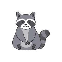 Cute raccoon cartoon vector Illustration on a white background.