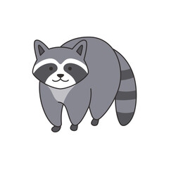 Cute raccoon isolated on white background. Vector cartoon illustration.