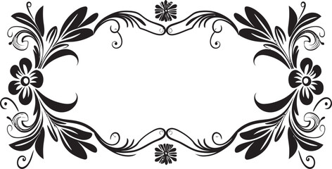Elegance Embellished Monochrome Emblem with Stylish Decorative Frame Doodles Artistic Adornments Sleek Black Logo Highlighting Decorative Frame Elements