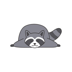 Cute raccoon cartoon isolated on white background. Vector illustration.