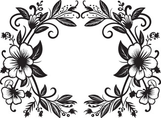 Fanciful Flourishes Stylish Vector Icon Featuring Doodle Decorative Frame Elements Sophisticated Swirls Black Emblem with Monochrome Doodle Decorative Frame
