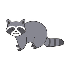 Raccoon on white background. Raccoon vector illustration.
