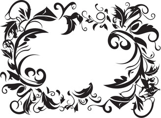 Whirlwind of Whimsy Monochrome Decorative Frame Element in Sleek Black Sculpted Spirals Chic Logo Featuring Doodle Decorative Frame Elements