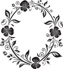 Sophisticated Swirls Black Emblem with Monochrome Doodle Decorative Frame Ornate Outlines Sleek Logo Design Highlighting Doodle Decorative Frame Element