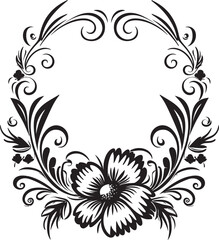 Intricate Inks Elegant Black Emblem with Doodle Decorative Frame Element Curves and Charms Stylish Vector Logo Highlighting Doodle Decorative Frame