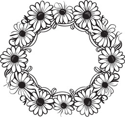 Fanciful Flourishes Black Logo with Decorative Doodle Frame Elements Sophisticated Swirls Sleek Emblem Featuring Monochrome Decorative Frame Element