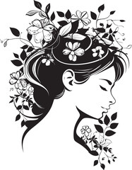 Elegance in Bloom Vector Black Logo with Floral Woman Face Floral Femme A Black Logo Design Celebrating Womanhood