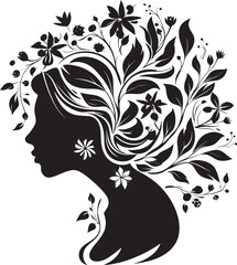 Botanic Beauty Black Logo Design with Floral Woman Face Infusion Radiant Rose A Vector Black Logo Showcasing Floral Woman Face