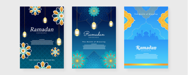 Colorful colourful vector ramadan kareem illustration greeting card. Ramadan background for banner, greeting card, poster, social media, flyer, card, cover, or brochure - obrazy, fototapety, plakaty