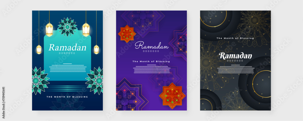 Wall mural colorful colourful vector islamic ramadan kareem celebration greeting cards. ramadan background for  - Wall murals