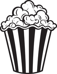 Popcorn Panache Sleek Vector Symbolizing Gourmet Popcorn in Black Snacktime Chic Black Logo Design with an Iconic Popcorn Symbol