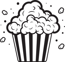 Gourmet Gaiety Iconic Black Symbol Celebrating Deluxe Popcorn Snack Synchrony Elegant Black Logo Design with Popcorn Icon