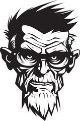 Spectral Sire Black Logo Design with a Frightening Old Zombie Man Icon Zombie Zephyr Iconic Vector Symbol Expressing the Frightening Presence of a Scary Zombie in Black