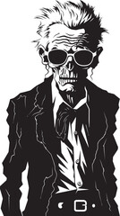 Zombie Zephyr Iconic Vector Symbol Expressing the Frightening Presence of a Scary Zombie in Black Undead Uproar Dynamic Black Logo Design Featuring a Terrifying Old Zombie