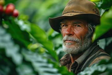 farmer on arabica coffee plantation