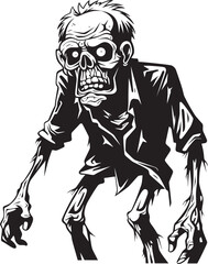 Nightmare Necrosis Dynamic Vector Symbol Capturing the Spooky Presence of a Scary Old Zombie Spectral Sire Black Logo Design with a Frightening Zombie Man Icon