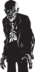 Creepy Cadaver Dynamic Icon of a Spooky Old Zombie in Black Logo Frightening Phantasm Black Vector Symbol Capturing the Horror of an Elderly Zombie