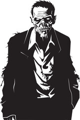 Creepy Corporeal Black Logo Design Featuring a Scary Old Zombie Ghastly Grandfather Vector Black Icon Expressing the Horror of the Undead