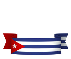 Cuba flag element design national independence day banner ribbon png
