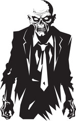 Creepy Corporeal Sleek Vector Symbol of an Elderly Undead in Black Ghastly Grandfather Iconic Black Logo Design Expressing the Horror of an Old Zombie