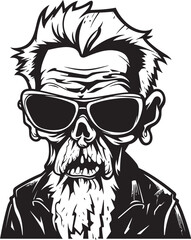 Elderly Eerie Vector Black Symbol Expressing the Frightening Spookiness of a Zombie Corpse Cacophony Dynamic Icon of a Scary Zombie Man in Black Logo