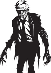 Fototapeta na wymiar Zombie Zephyr Sleek Vector Symbol Signifying the Frightening Spookiness of a Scary Zombie Man Creepy Corporeal Iconic Black Logo Design Capturing the Horror of an Elderly Zombie