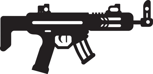 Nerf Warfare Dynamic Black Icon featuring a Toy Gun Logo Design Imaginary Firepower Sleek Vector Symbol of a Toy Gun in Black