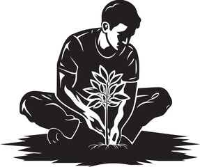 Woodland Harmony Dynamic Black Icon for Tree Plantation Logo Design 